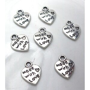 20pcs Made‎ With Love Heart Charms, jewelry making supplies